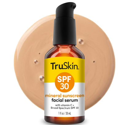 TruSkin front packaging showing SPF 30 and serum benefits