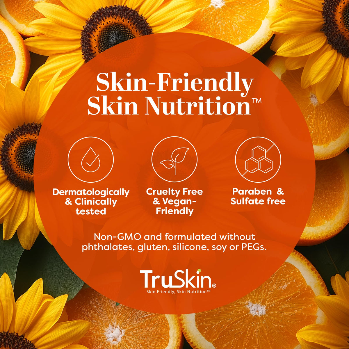TruSkin label closeup highlighting SPF 30 mineral zinc oxide protection