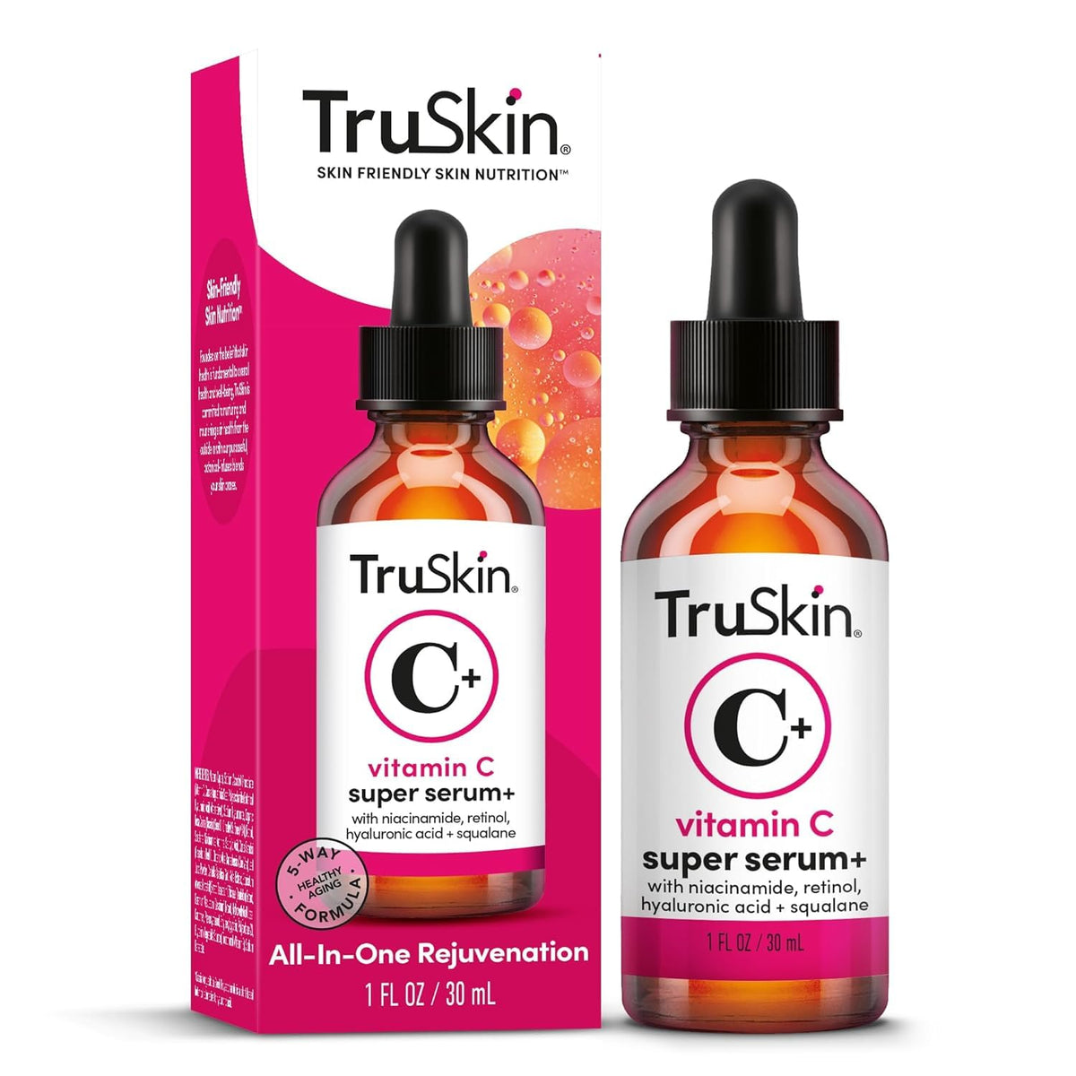 TruSkin lifestyle bathroom routine setting showing easy layering benefit