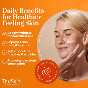TruSkin moisturizer cream displayed on tissue to show lightweight feel and fast hydration
