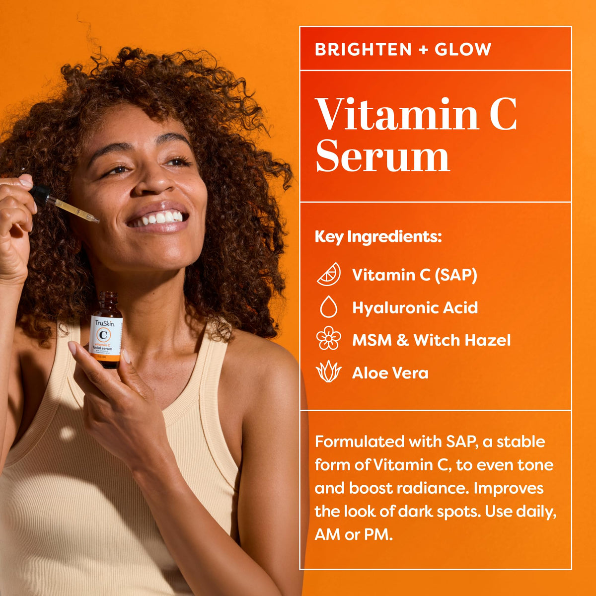 TruSkin serums on vanity at night illustrating evening skincare ritual