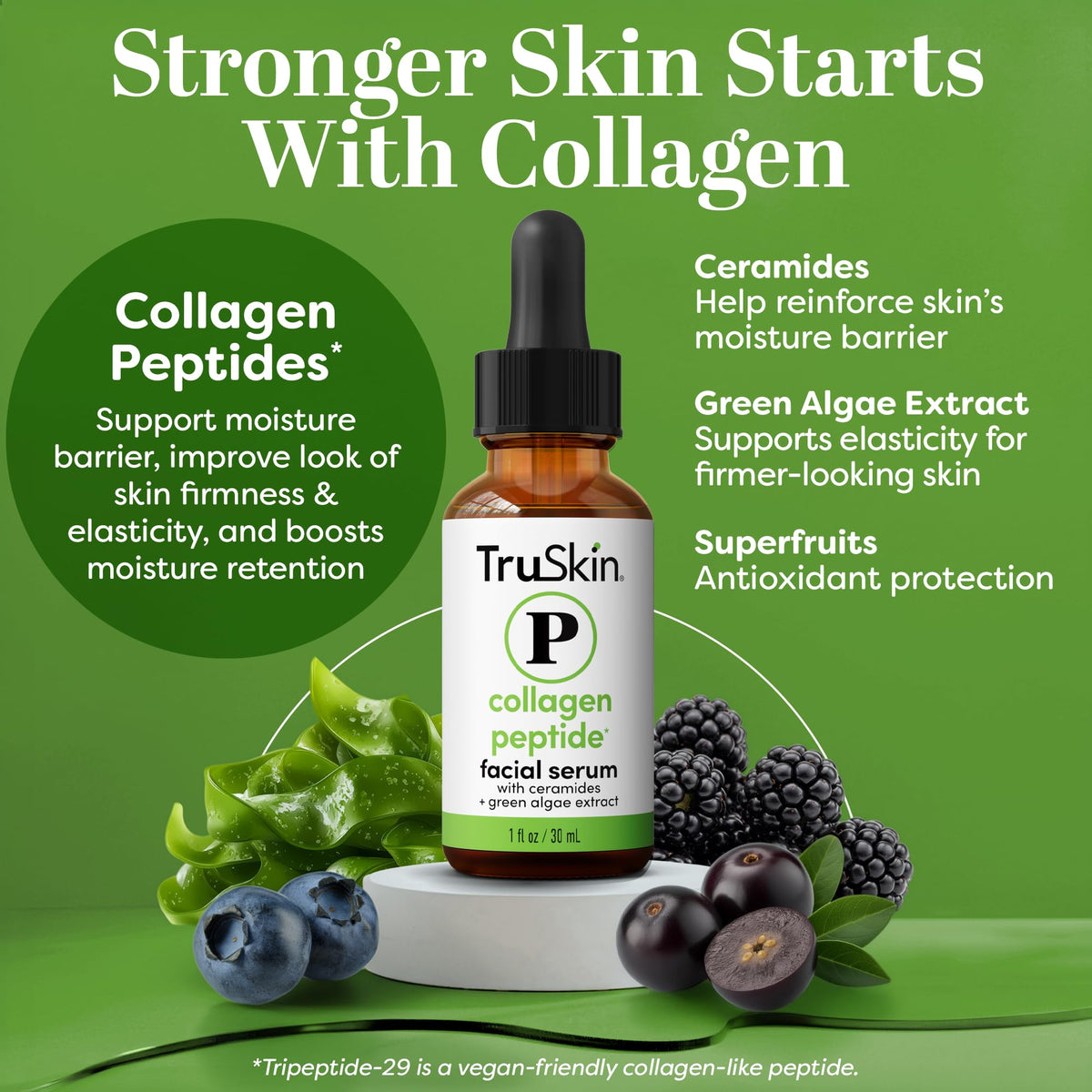 TruSkin dropper dispensing serum demonstrating easy, precise application