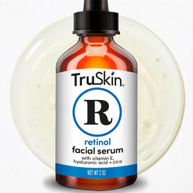 TruSkin retinol serum front packaging showing bottle and label benefits
