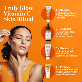 TruSkin serum on bathroom shelf in morning routine for everyday use benefit
