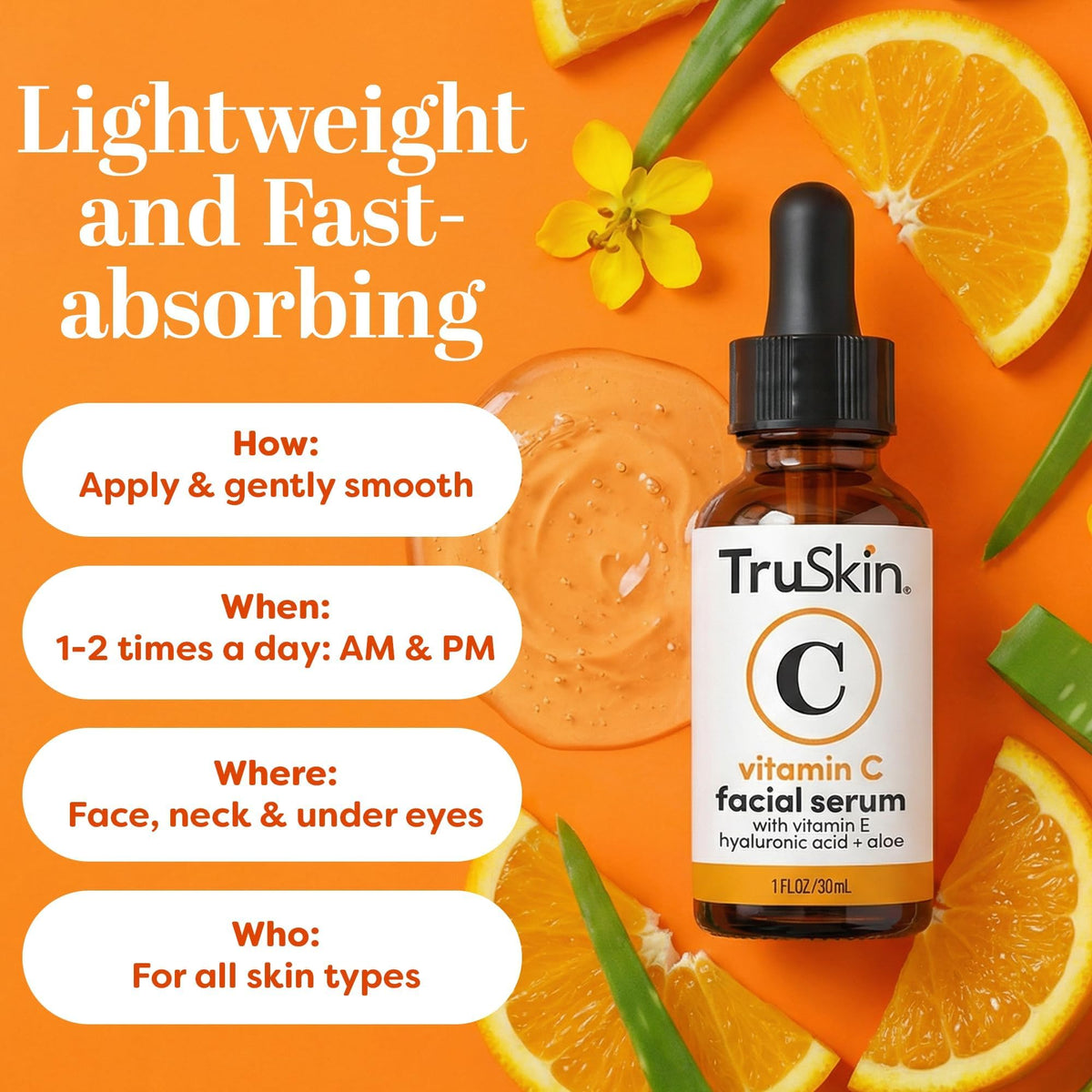 TruSkin bottle in a hand to show scale and travel-friendly benefit
