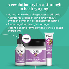 Hand holding TruSkin 0.5 fl oz tube to show compact travel-friendly size