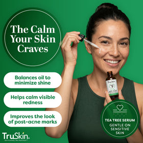 TruSkin tea tree serum texture close-up demonstrating lightweight finish