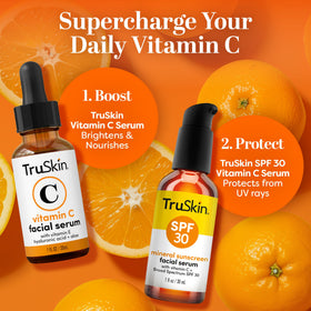 TruSkin tinted serum blending into hand to reduce white cast