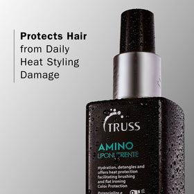 TRUSS label close-up highlighting amino acids and oils for repair and hydration