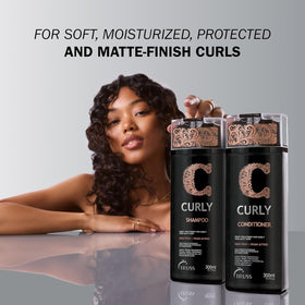 TRUSS applied to wet curly hair for defined, frizz-controlled styling