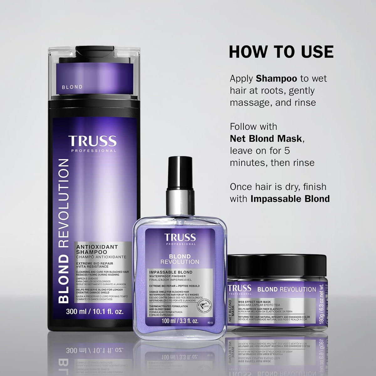 TRUSS close-up on texture applied to hair strands demonstrating visible fiber repair benefit