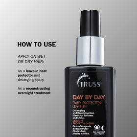 TRUSS mist applied to damp hair demonstrating improved manageability and shine