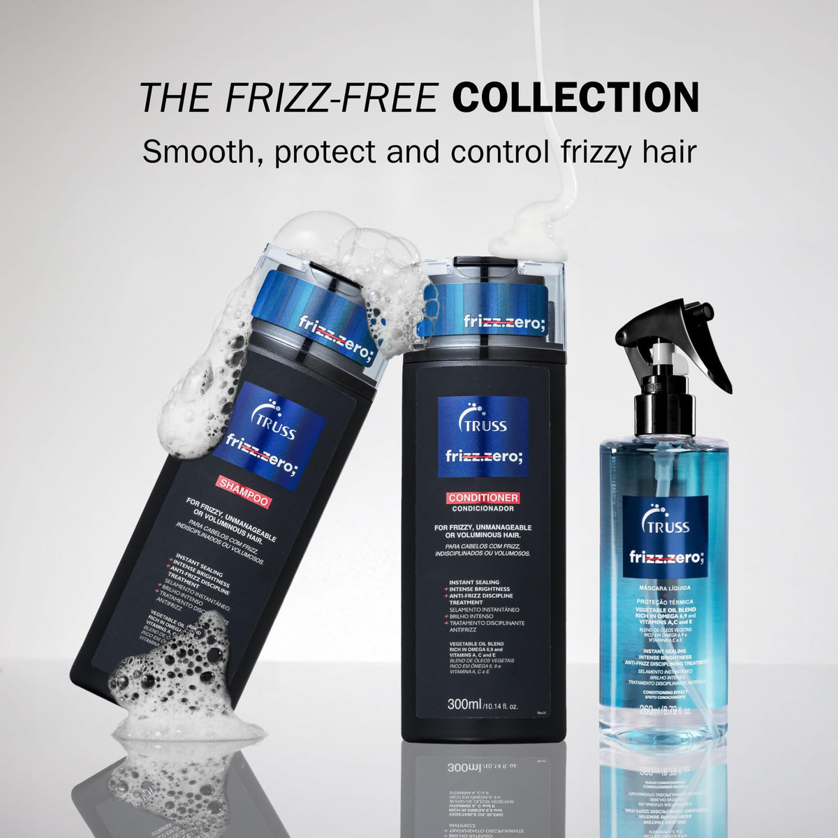 TRUSS conditioner being applied in shower, easier detangling benefit