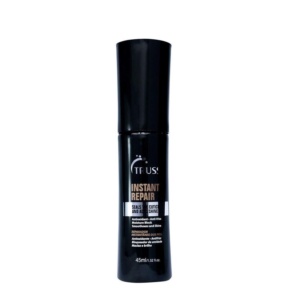 TRUSS front bottle shot showing lightweight serum for shine and frizz control