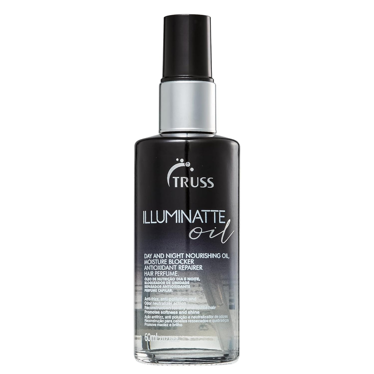 TRUSS bottle front packaging showing compact nourishing oil and benefits