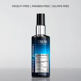 TRUSS bottle on bathroom shelf lifestyle shot conveying professional styling habit