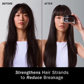 TRUSS mask applying to hair demonstrating detangling and smoothing benefits