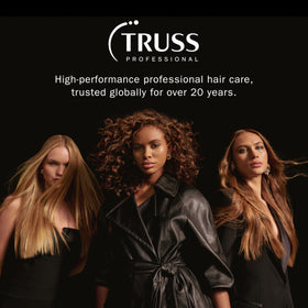 TRUSS finished hair shining under light showing high-gloss healthy-looking results