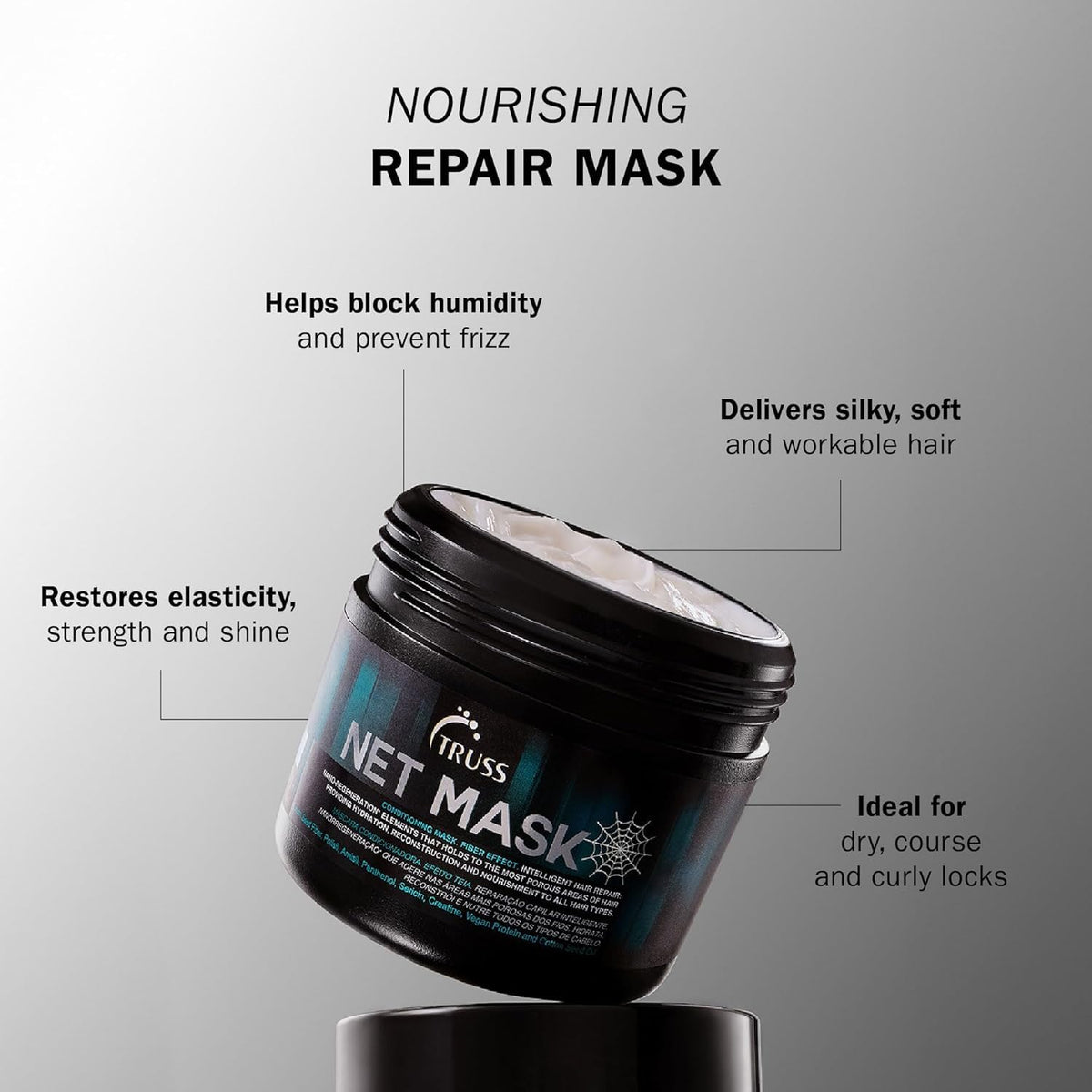 TRUSS texture close-up revealing creamy mask and restorative fibers