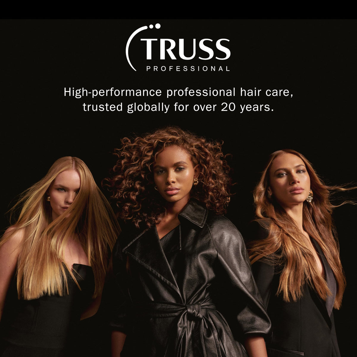 TRUSS shiny hair detail after use showing improved gloss and controlled frizz for polished looks