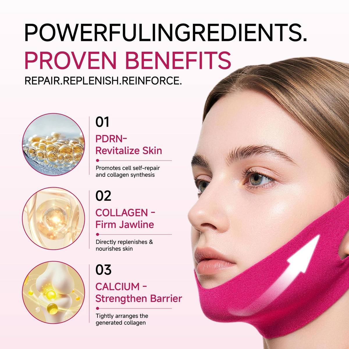 TrySafe mask applied under chin demonstrating immediate smoothing support