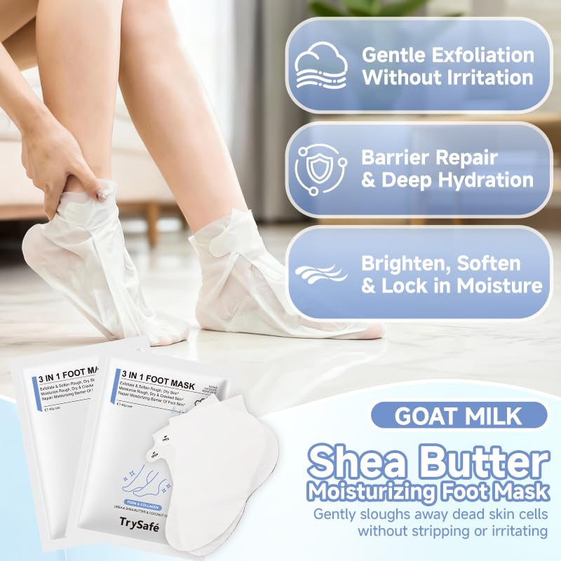 TrySafe foot mask being worn while relaxing to demonstrate convenience