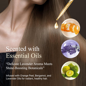 TS SHAMPOO botanical extracts display with green tea and ginseng for scalp support