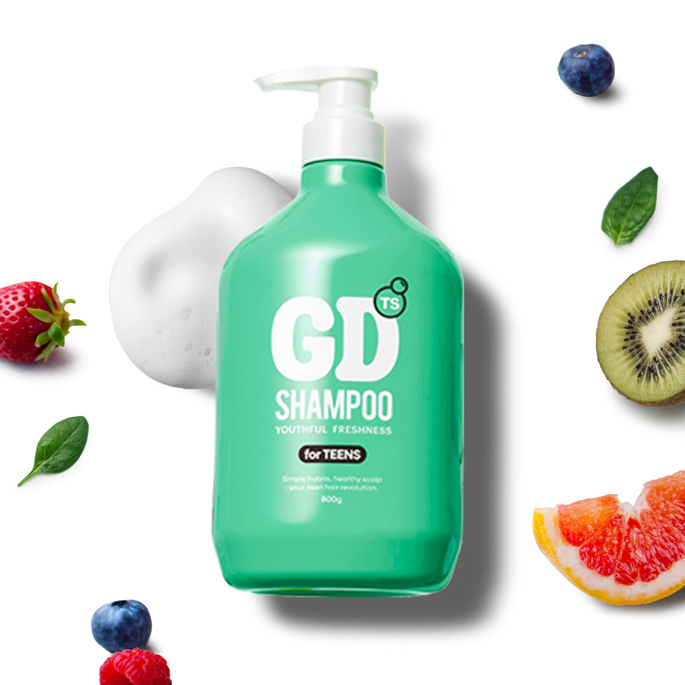 TS SHAMPOO front bottle display showing large 800ml size and clear branding benefits