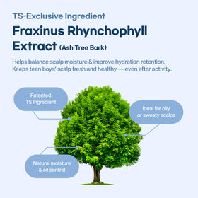 TS SHAMPOO label and ingredients showing probiotic balance benefit
