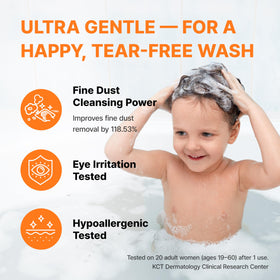 TS SHAMPOO lather in hand showing mild foam that rinses clean