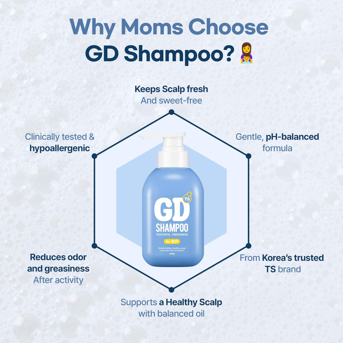 TS SHAMPOO texture foam demonstrating gentle lather and effective cleanse