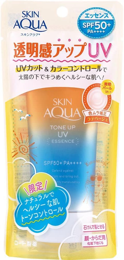 TSTADVANCE front packaging of Skin Aqua Tone Up sunscreen showing tube and SPF benefit