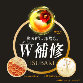 Tsubaki hair before and after image showing improved softness and reduced frizz