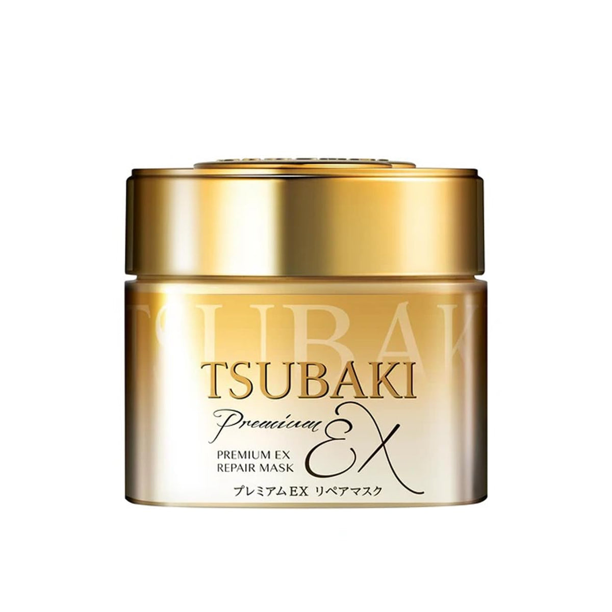 Tsubaki premium repair mask front tub showing packaging and salon-quality benefit