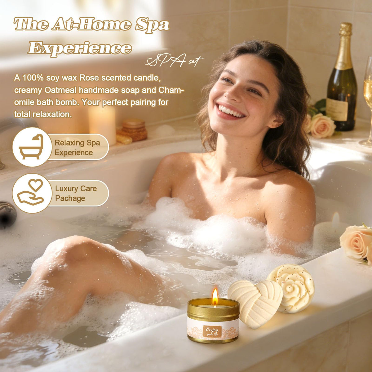 TsunNee chamomile bath bomb fizzing in tub illustrating soothing bath relaxation