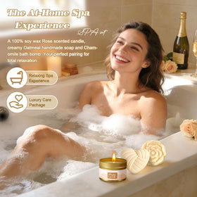 TsunNee chamomile bath bomb fizzing in tub illustrating soothing bath relaxation