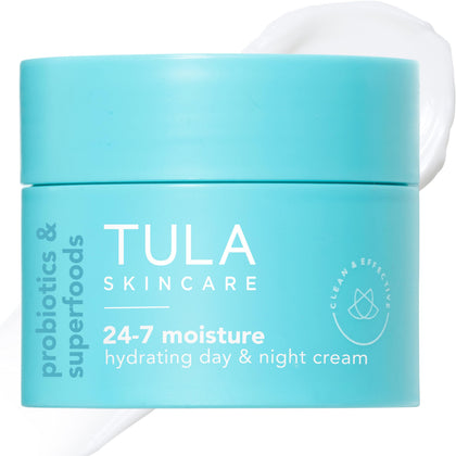 TULA travel-size jar front view showing compact moisturizer benefits