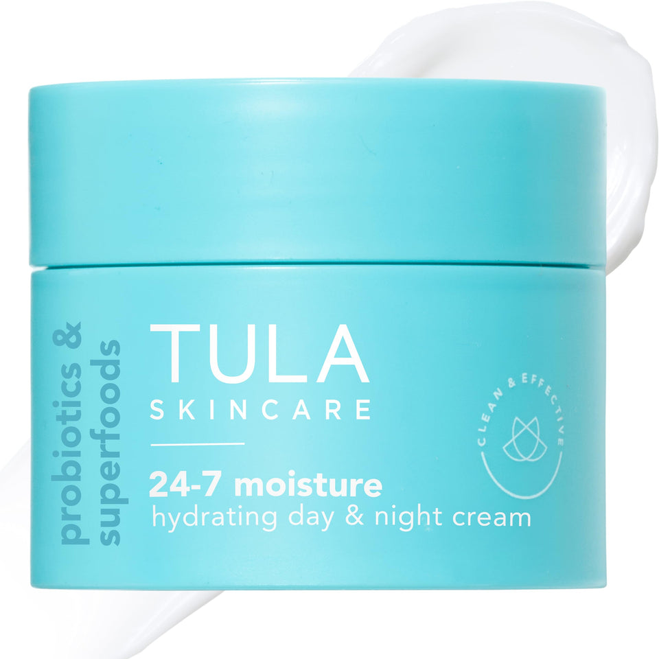 TULA travel-size jar front view showing compact moisturizer benefits