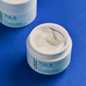 TULA jar open with visible cream indicating nourishing formula