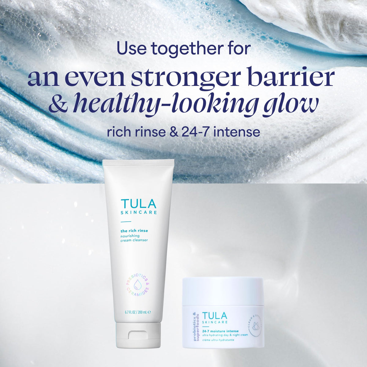 TULA night routine shelf with jar suggesting AM and PM moisturizer use