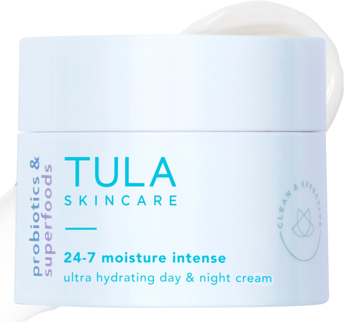 TULA travel jar front view showing compact moisturizing cream and portability