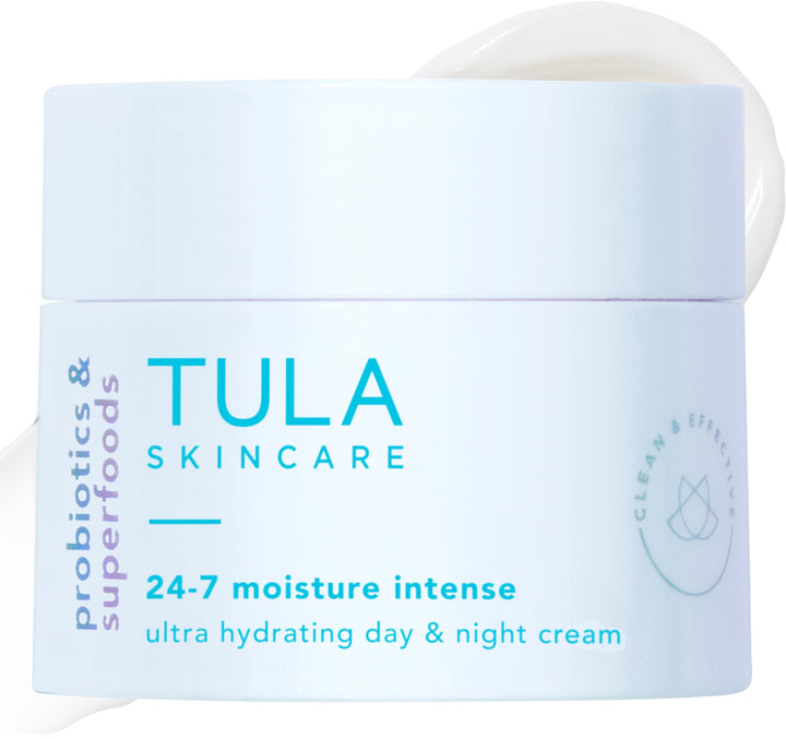 TULA travel jar front view showing compact moisturizing cream and portability