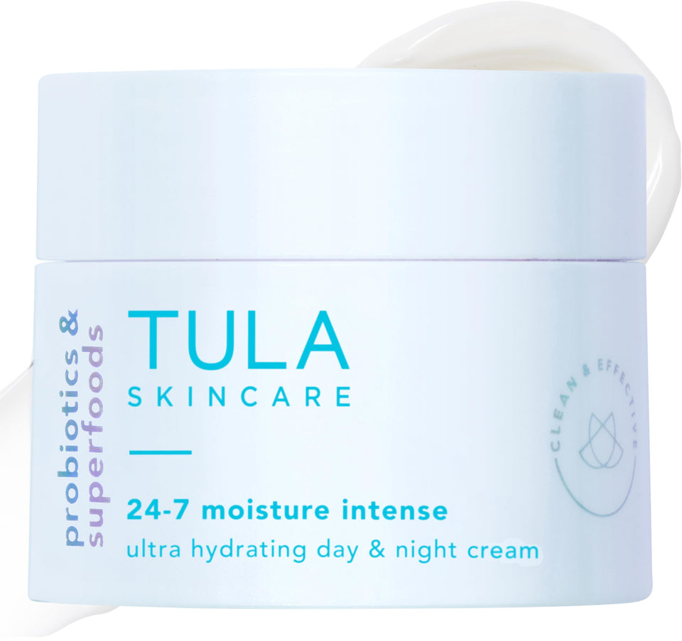TULA travel jar front view showing compact moisturizing cream and portability