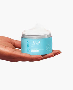 TULA close-up of cream texture demonstrating smooth, fast-absorbing finish
