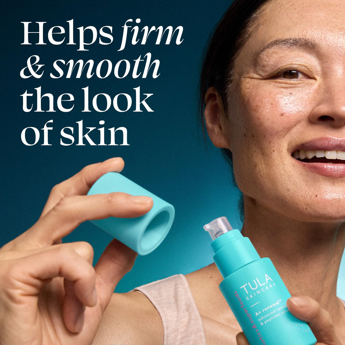 TULA serum texture drop on fingertip highlighting lightweight feel and quick absorption benefit