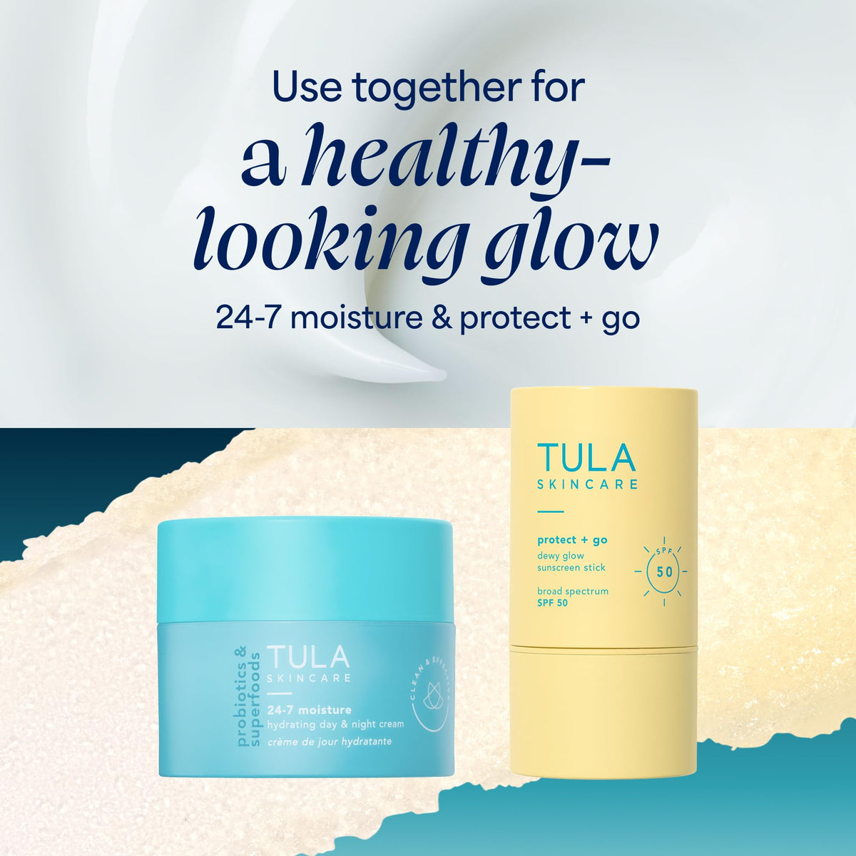 TULA applying stick on cheek demonstrating quick touch-up benefit