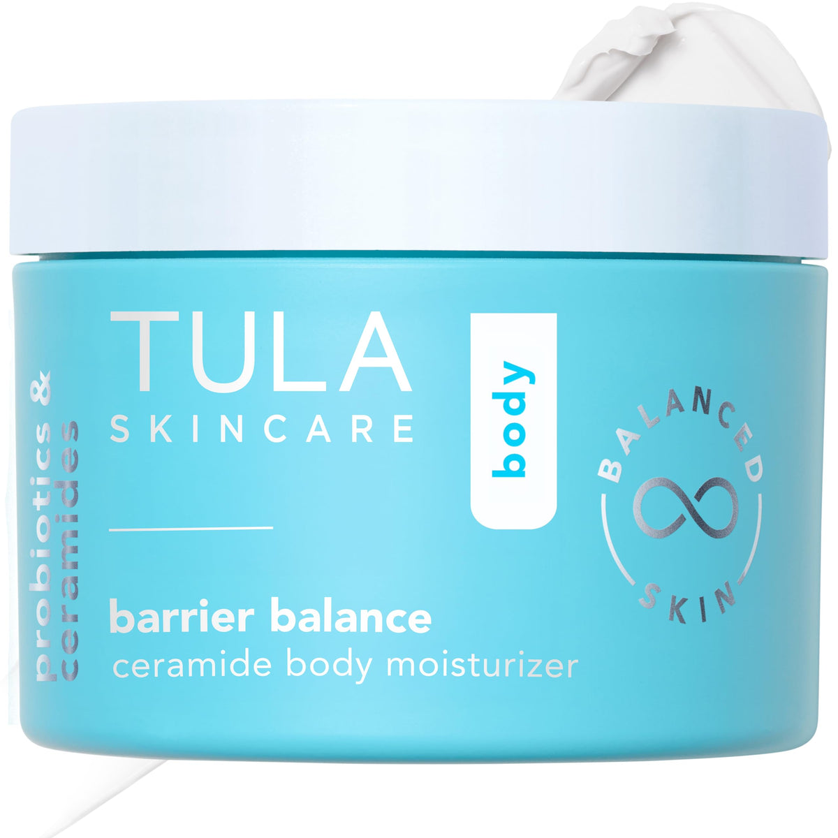 TULA front packaging of Barrier Balance moisturizer showing jar and branding benefits