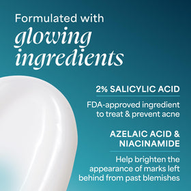 TULA label close-up highlighting salicylic and azelaic acids for blemish care