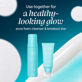 TULA on bathroom counter in morning routine scene suggesting daily acne care