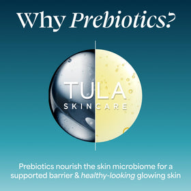 TULA bottle on vanity lifestyle image promoting daily skincare routine